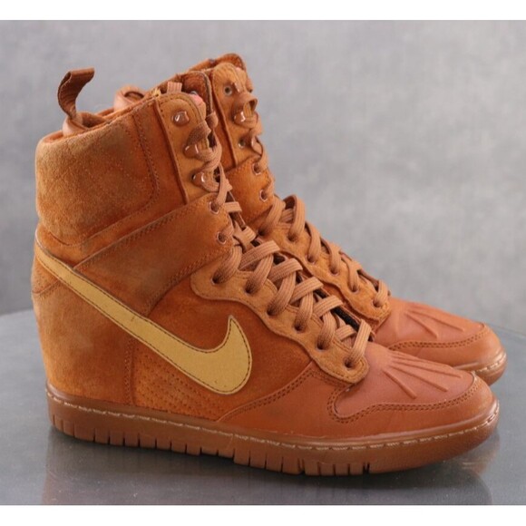 Nike Dunk Sky Women's Hidden Wedge Sneakers Boots Size 8.5 Suede Tan 584954-200 - Picture 4 of 12